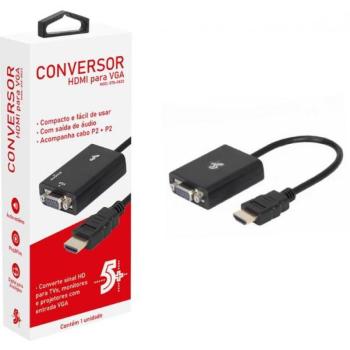 CONVERSOR DE VIDEO HDMI PARA VGA 5+
