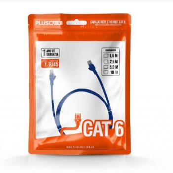 CABO DE REDE CAT6 1.5M AZUL - PLUS CABLE