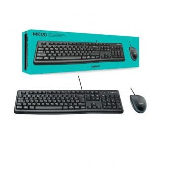 KIT MOUSE E TECLADO LOGITECH MK120 COM FIO USB PTO