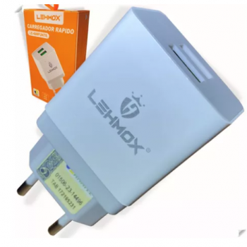 Kit Carregador 2 USB + Cabo V8 1m LE-489 Lehmox - Branco