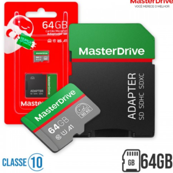 Cartão de Memória 64GB Classe 10 + Adaptador Master Drive