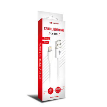 CABO LIGHTNING 2.0 AM 8 PINOS x USB 2m BRANCO CB-L20WH C3 TECH