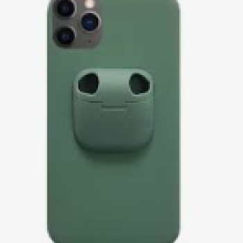 Capa iPhone 11 Pro - Padrão com Suporte para Airpods Verde Militar