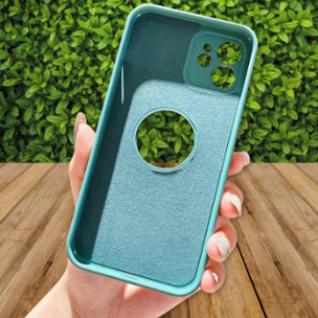 Capa para iPhone 12 Pro Max - Case Silicone Safe Glass Verde Pastel