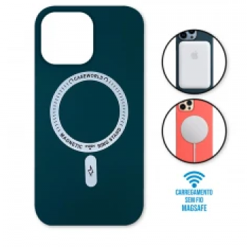 Capa iPhone 14 Max/Plus - Padrão Magsafe Verde Aço