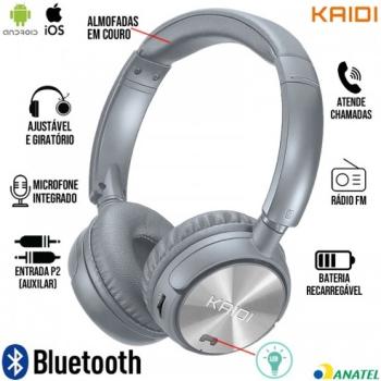 Headphone Bluetooth KD-750 Kaidi - Cinza