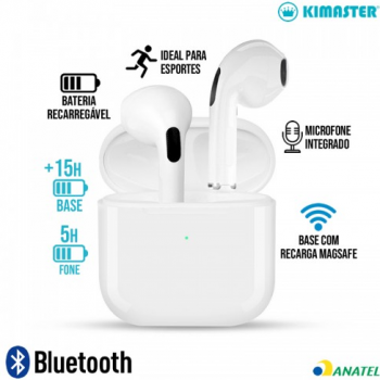 Fone Bluetooth TWS300 Kimaster - Branco