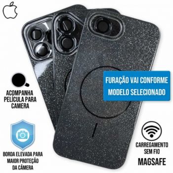 Capa iPhone 17 Air - Glitter Magsafe Preta