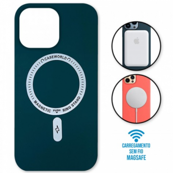 Capa iPhone 13 Pro Max - Padrão Magsafe Verde Aço