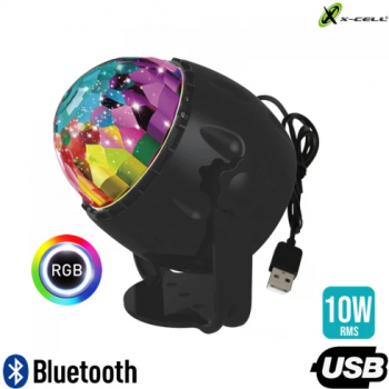 Globo Canhão Giratório Caixa de Som Bluetooth RGB USB XC-LS-01A X-Cell