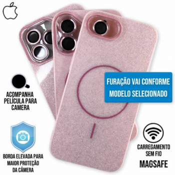 Capa iPhone 17 - Glitter Magsafe Rosa