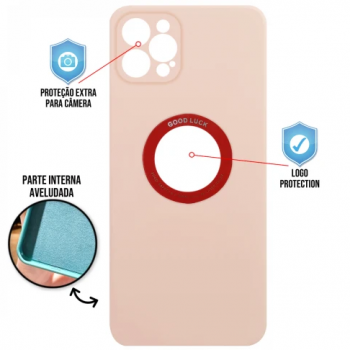 Capa para iPhone 12 Pro Max - Case Silicone Safe Glass Salmão