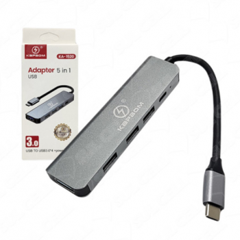 Adaptador Hub 5 em 1 Tipo C x Tipo C / 4 USB (KA-1520)