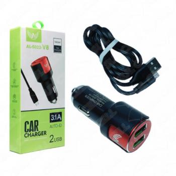 Carregador Fonte Veicular Smart Charger 5v 3.1A V8 Usb Duplo (AL-5022-V8) - 1m
