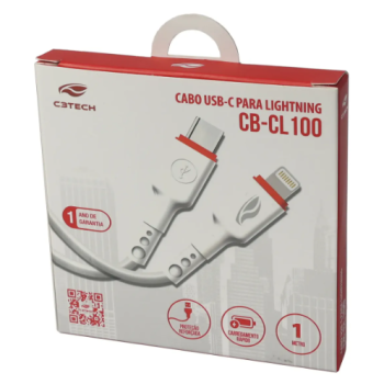 Cabo Tipo C x Lightning 1m CB-CL100WH C3 Tech - Branco