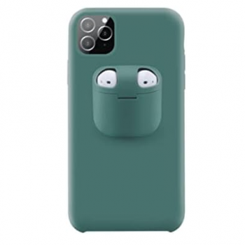 Capa iPhone 11 Pro Max - Padrão com Suporte para Airpods Verde Aço