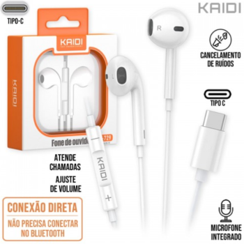 Fone Tipo C KD-729 Kaidi - Branco