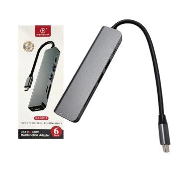 ADAPTADOR HUB 6 EM 1 TIPO C X TIPO C / 2 USB 2 U