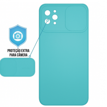 Capa para iPhone 12 Mini - Emborrachada Cam Protector Azul Turquesa