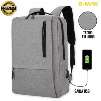 Mochila de Notebook Linho Slim BM-B595 B-MAX - Cinza Claro