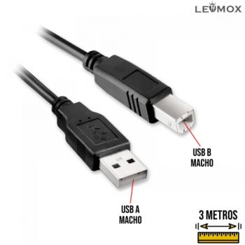 Cabo Impressora USB 3m LEY-1552 Lehmox