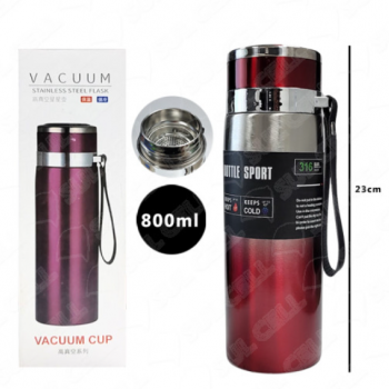 Garrafa Termica em Inox 800ml (BM-P1352) - Vermelho