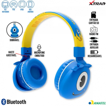 Headphone Bluetooth Infantil Xtrad LC-868 - Monster