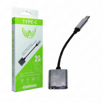 Cabo Adaptador Tipo C Macho x Tipo C Femea e P2 Fone de Ouvido (AL-139-TYPE-C)