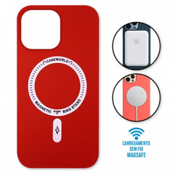 Capa iPhone 14 Pro - Padrão Magsafe Vermelha