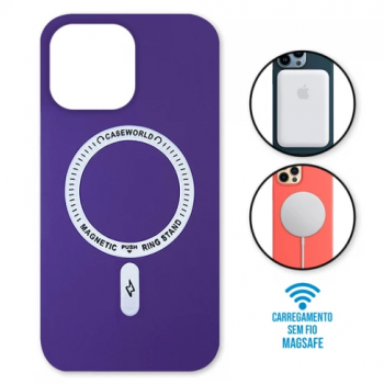 Capa iPhone 14 Pro Max - Padrão Magsafe Roxa