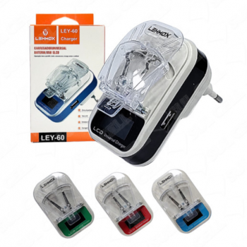 Carregador Universal de Bateria Digital c/ Entrada Usb - Bivolt (LEY-60)