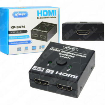 Chaveador Switch Hdmi Bi Direcional 1x2 ou 2x1 (KP-3474)