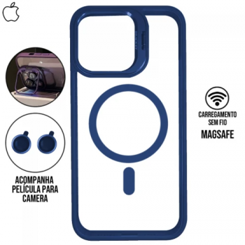 Capa iPhone 13 - Metal Stand Magsafe Navy Blue