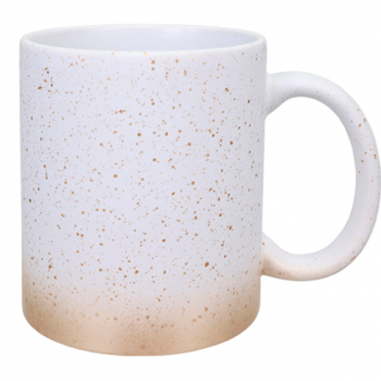 Caneca Cerâmica 325ml Splash Degrade Branca e Dourada Fosca