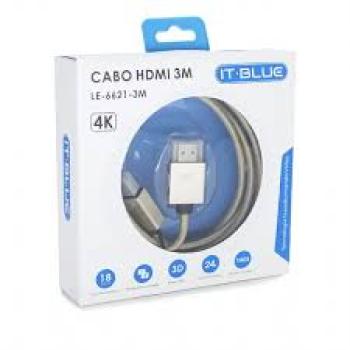 Cabo HDMI + HDMI 4K 3m LE-6621 - It-Blue