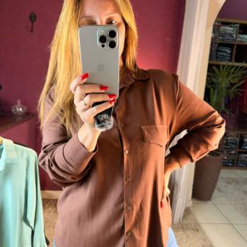 camisa perola - P - marrom - madame chica