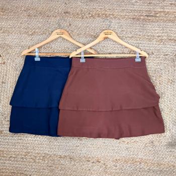 saia dupla - P - marrom - madame chica