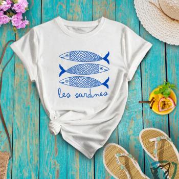 tshirt sardinha azul - branca - P - cinderela