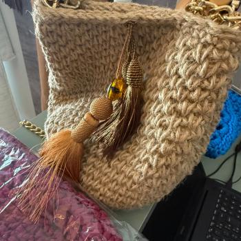 bolsa croche bege - artlu
