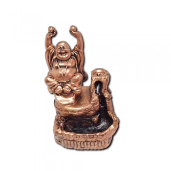 Porta Incenso Cascata Bronze - Buda Feliz com Esfera - 17736