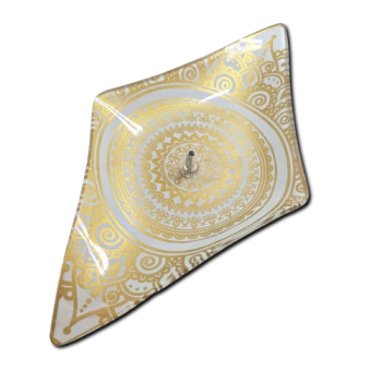 Porta Incenso Losango - Mandala - Branco e Dourado - Vidro - 11020