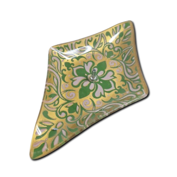 Porta Incenso Losango - Tribal - Verde e Branco - Vidro - 11017