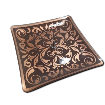 Porta Incenso Quadrado - Mandala Flor - Marrom - Vidro - 11010