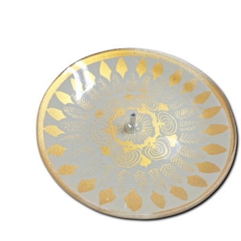 Porta Incenso Redondo - Mandala Folha - Cinza e Dourado  - Vidro - 11030