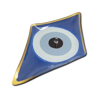 Porta Incenso Losango - Olho Grego - Azul e Branco - Vidro - 11016