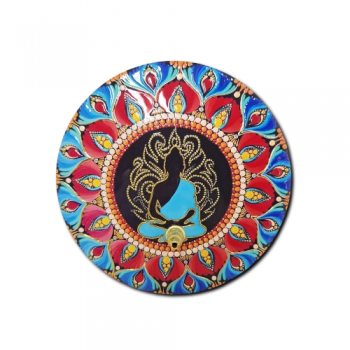 Porta Incenso Cerâmica - Mandala Vermelha Buda Thailand Meditando - MDECP - 192006