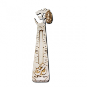 Porta Incenso Régua OM Branco com Ganesha - 36009