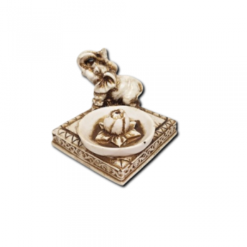 Porta Incenso Quadrado Branco - Elefante Com Flor  - 2035