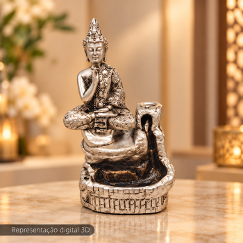 Porta Incenso Cascata Prata - Buda Thailand  Vitarka Mudra - 17730