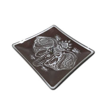 Porta Incenso Quadrado Elefante Preto e Branco - Vidro - 11000